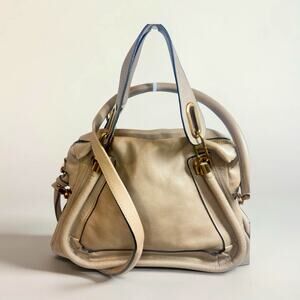 Chloé Paraty Beige Leather Satchel Shoulder Bag Gold Hardware w/ COA & Dust Bag